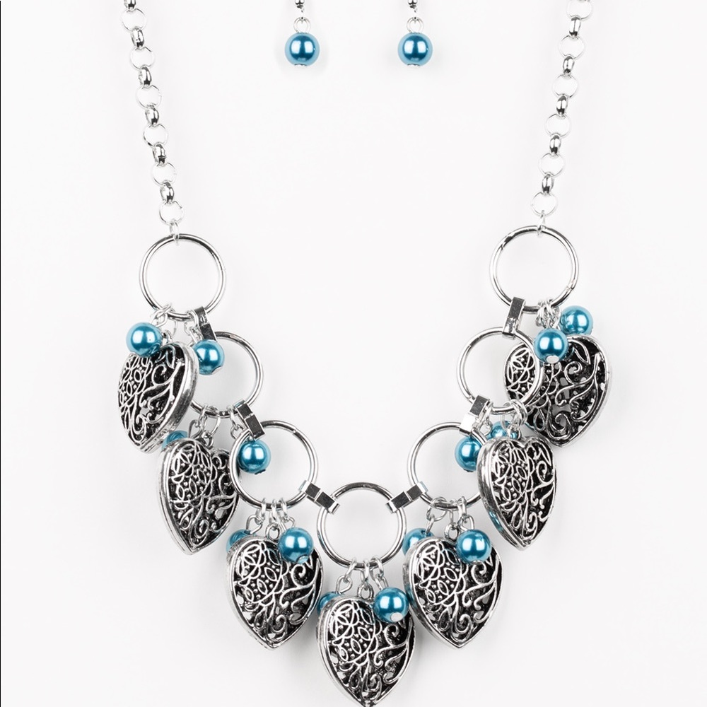 Vintage heart shaped infused with blue pearls